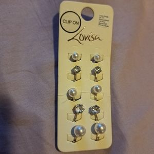 Clip on Faux Pearl Earrings Set x5